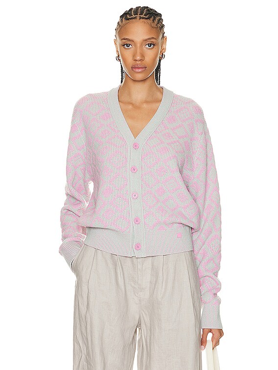 Acne Studios Knit Cardigan in Bubble Pink & Spring Green | FWRD
