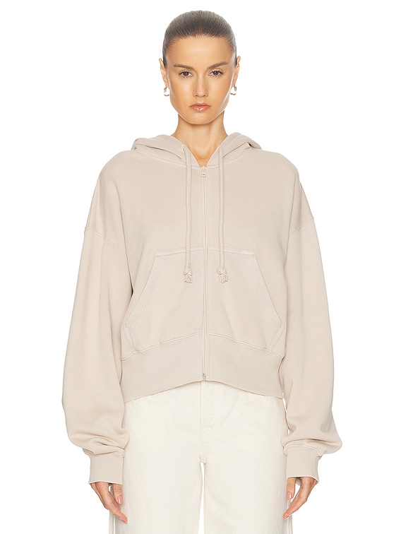 Acne Studios Felly Gothic Logo Zip Up Hoodie in Faded Grey FWRD