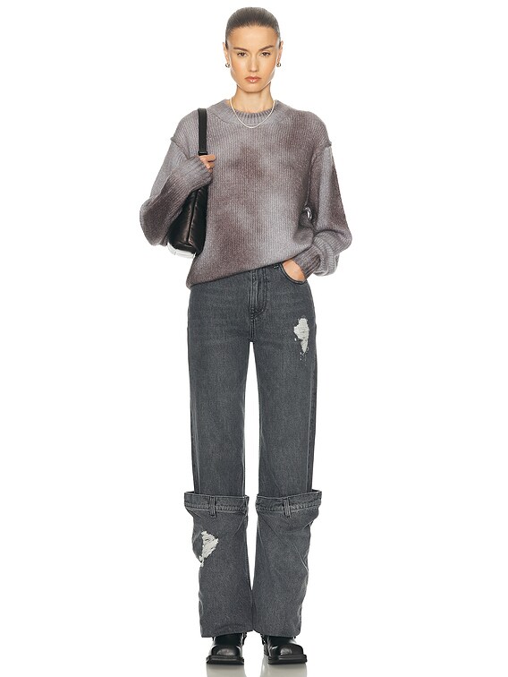 Acne Studios Koros Mohair Crewneck in Anthracite Grey | FWRD