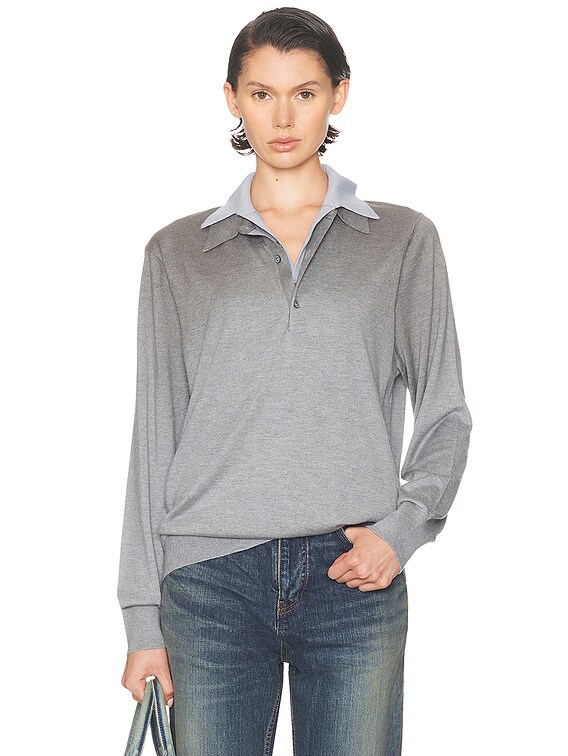 Acne Studios Koyat Silky Wool Sweater in Sky Blue & Light Grey