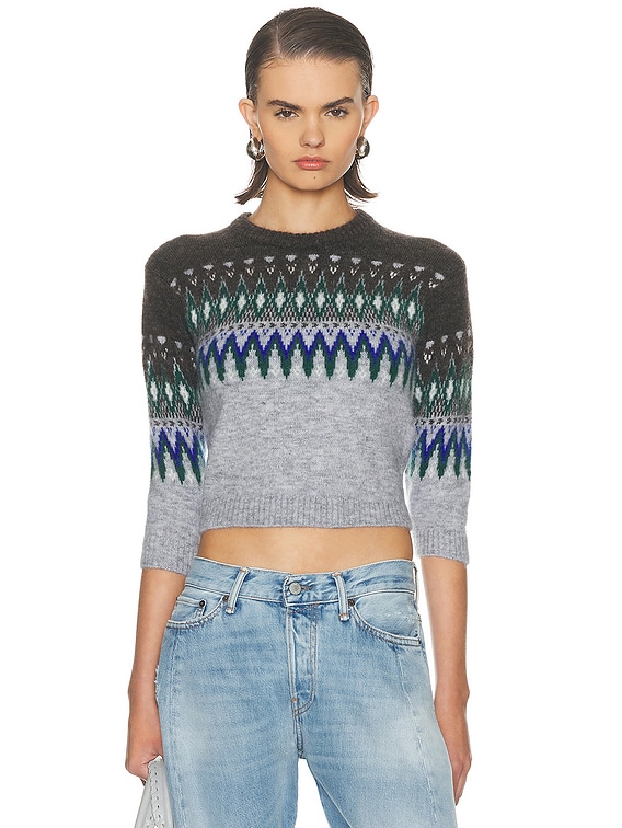 Acne Studios Kordics Nordic Shrunken Sweater in Multi Grey | FWRD
