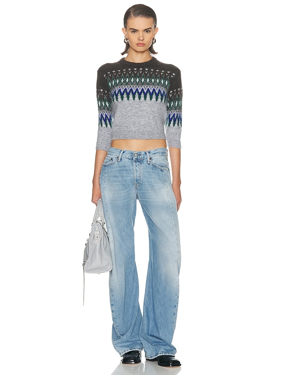 Acne Studios Kordics Nordic Shrunken Sweater in Multi Grey | FWRD