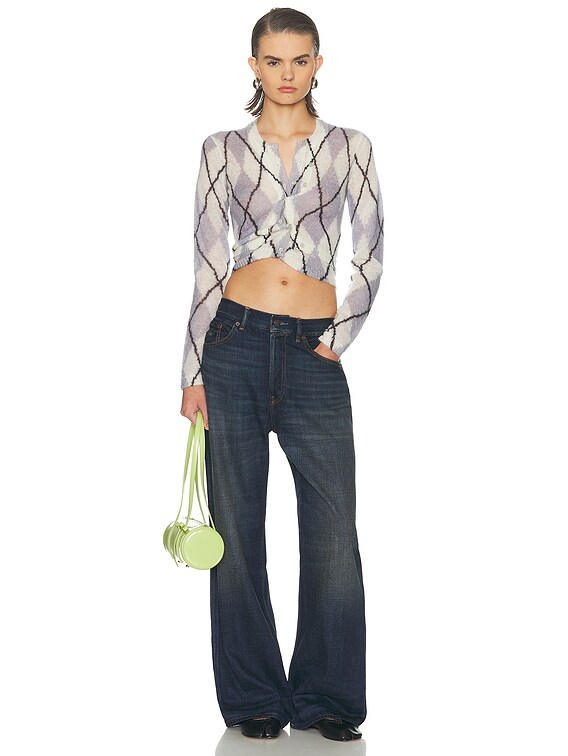 Acne Studios Kahoo Printed Cardigan in Mauve Grey | FWRD