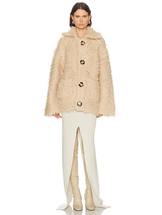 Acne Studios Kangry Angry Bear Cardigan in Sand Beige | FWRD