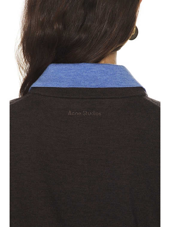 Acne Studios Kascha V-Neck Sweater in Brown & Blue | FWRD