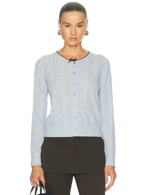 Acne Studios Kween Silk Wool Cardigan in Light Blue | FWRD