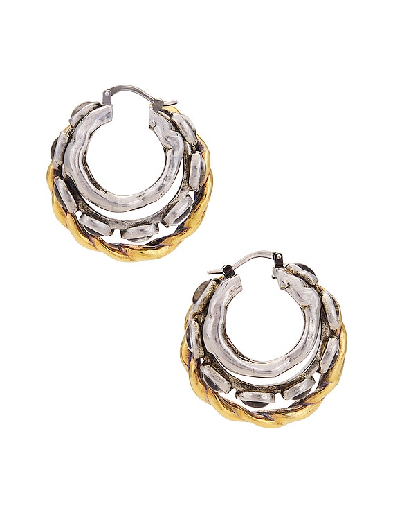 Acne Studios Triple Hoop Earrings in Antique Silver
