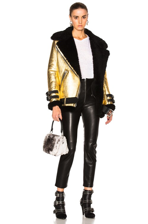 Acne Studios Velocite Metallic Jacket in Black & Gold | FWRD