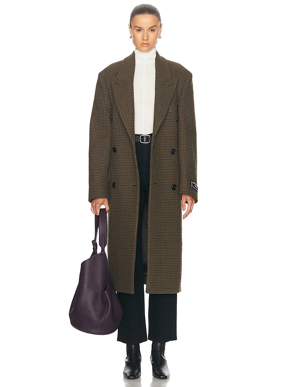 Acne Studios Ohama Tweed Coat in Khaki Green | FWRD