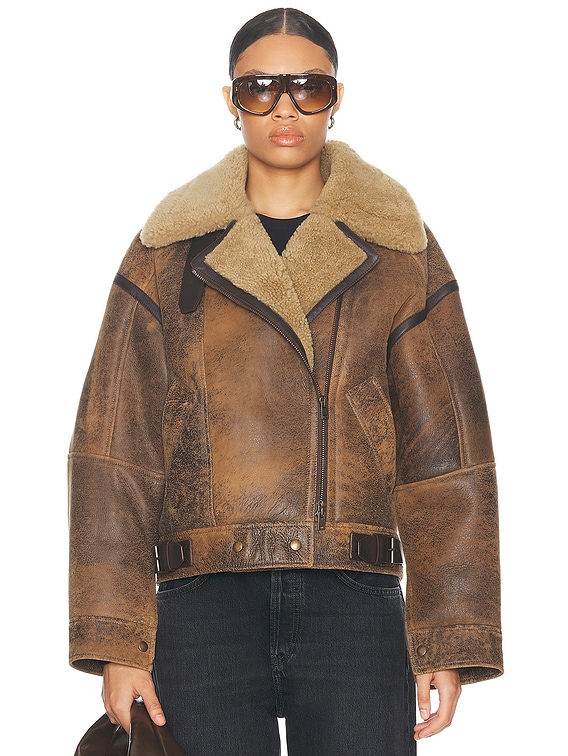 Acne Studios Shearling Jacket in Brown FWRD