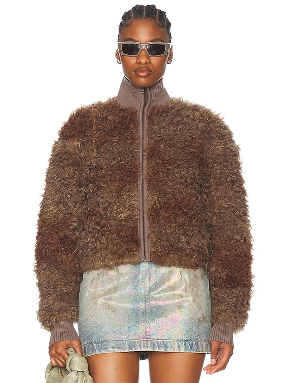 【Acne studios】ブラウンファーコート Acne Studios Freya Faux Fur Jacket in Mud Brown | FWRD