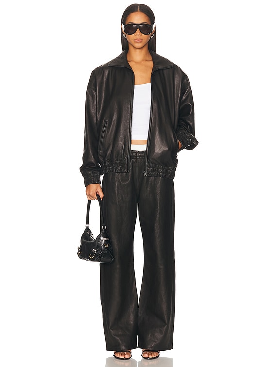 Acne Studios Lemmy Crop Leather Jacket in Black | FWRD