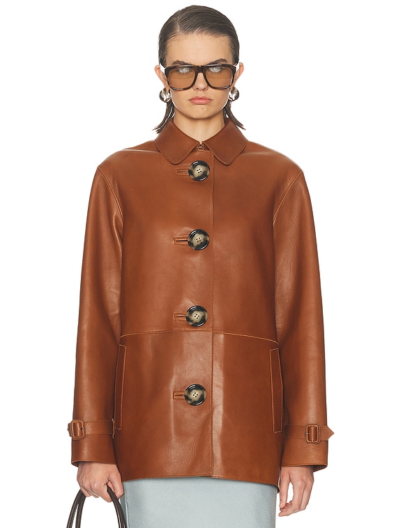 Acne Studios Lorassino Leather Jacket in Cognac Brown | FWRD