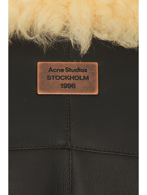 Acne Studios Lessora Leather Jacket in Coffee Brown & Pale Yellow