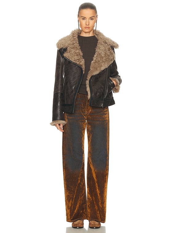 Acne Studios Luxy Shearling Jacket in Dark Grey | FWRD