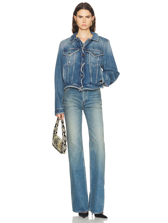 Acne Studios Oleag Vintage Wiggle Jacket in Mid Blue | FWRD