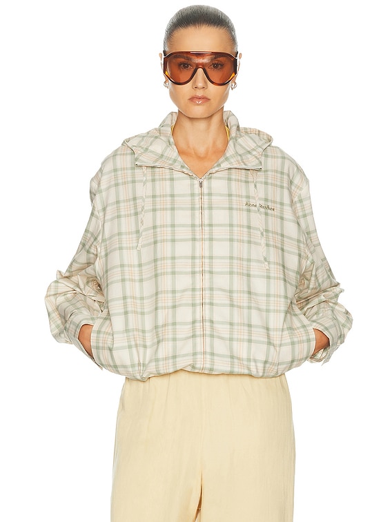 Acne Studios Ofass Summery Check Jacket in Green & Orange | FWRD