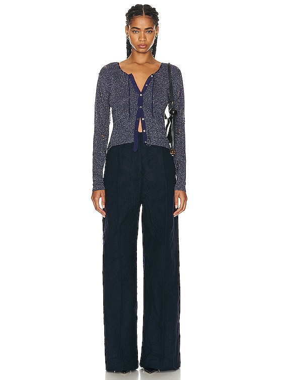 Acne Studios Wide Leg Trouser in Navy Blue | FWRD