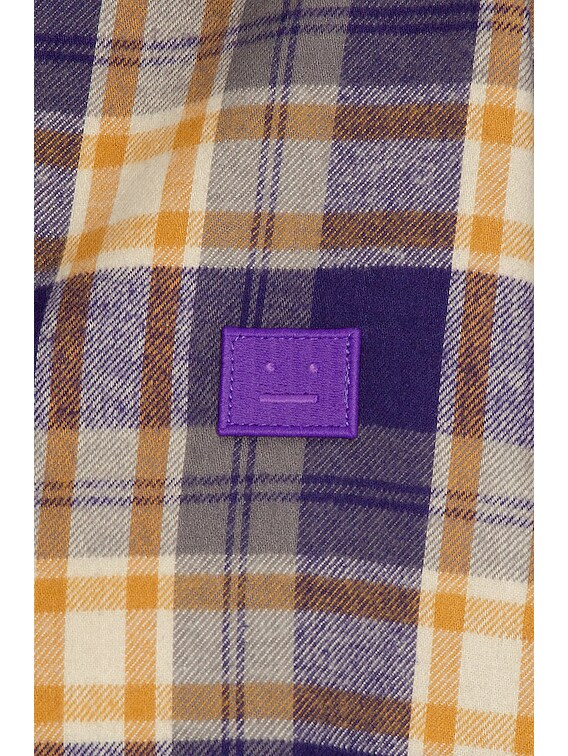 Acne Studios Saco Face Flannel Shirt in Purple, Mustard & Yellow