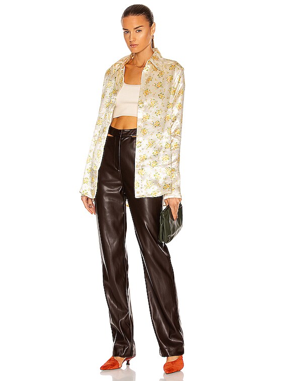 Acne Studios Satinka Flower Shirt in Pale Yellow | FWRD