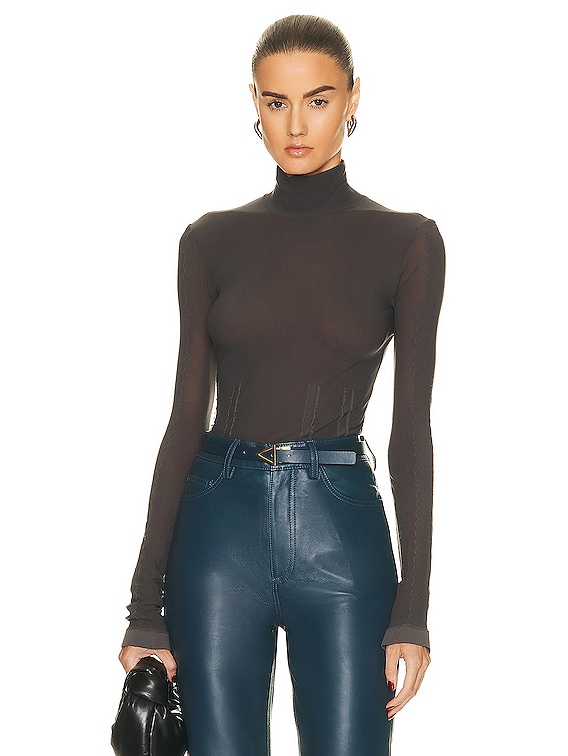 Acne Studios Turtleneck Long Sleeve Top in Dark Grey FWRD
