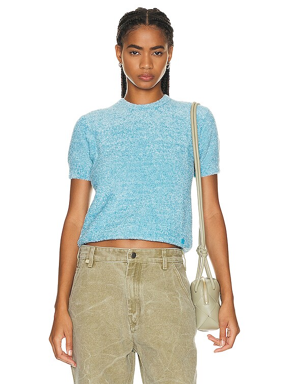 Acne Studios Knit T-shirt in Teal Blue | FWRD