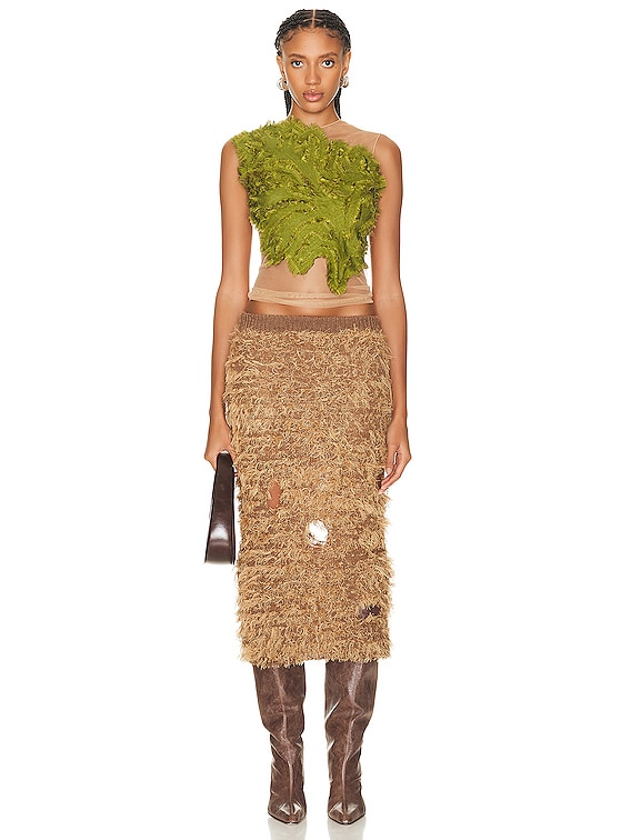 Acne Studios - lautashi ワントーン　ジャガード　tops Acne Studios Mesh Sleeve Top in Green | FWRD