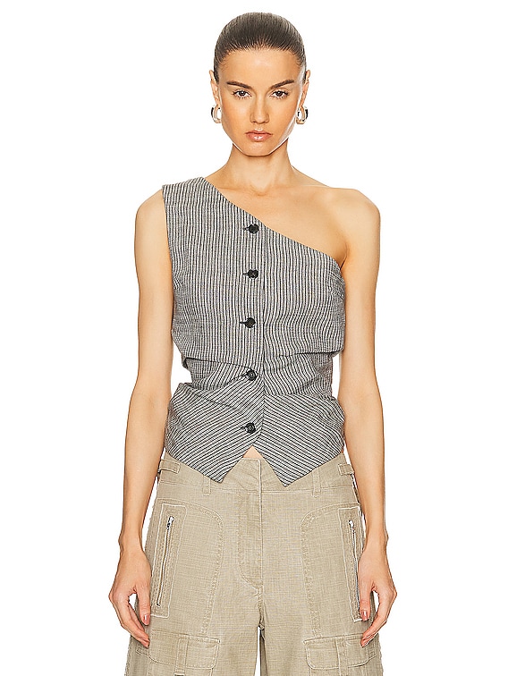 Acne Studios One Shoulder Vest in Grey Melange | FWRD