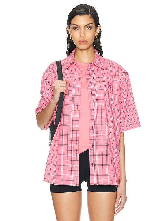 Acne Studios Face Dry Flannel Top in Tango Pink | FWRD Acne Studios Face Dry Flannel Top in Tango Pink | FWRD