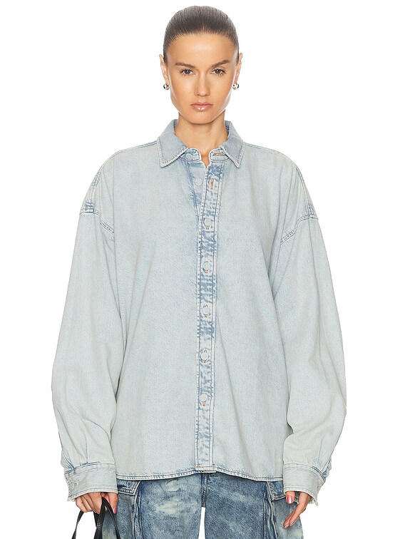 Acne Studios Denim Button Down Shirt in Indigo Blue | FWRD