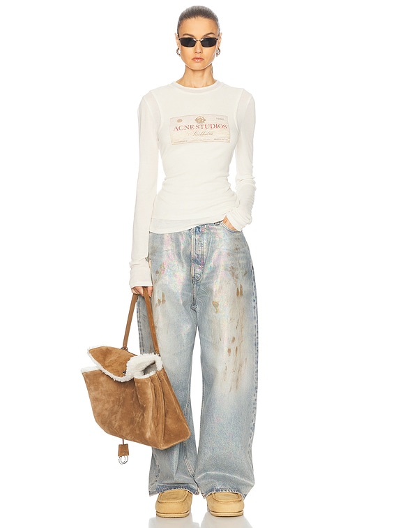 Acne Studios Elga Long Sleeve T-shirt in Ecru Beige | FWRD
