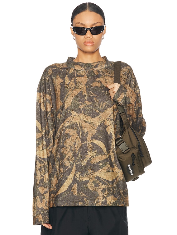 Acne Studios Enick Long Sleeve T-shirt in Mud Brown Camo | FWRD