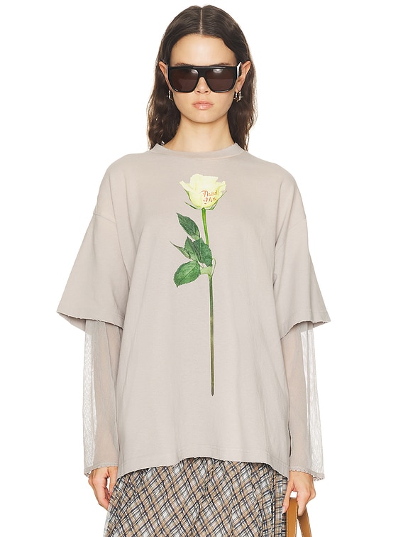 Acne Studios Edra Double Graphic Top in Light Grey | FWRD