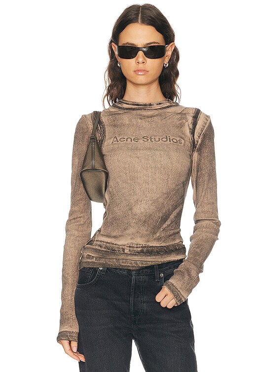 Acne Studios Elga Double Garment Print T-Shirt in Pumpkin Orange