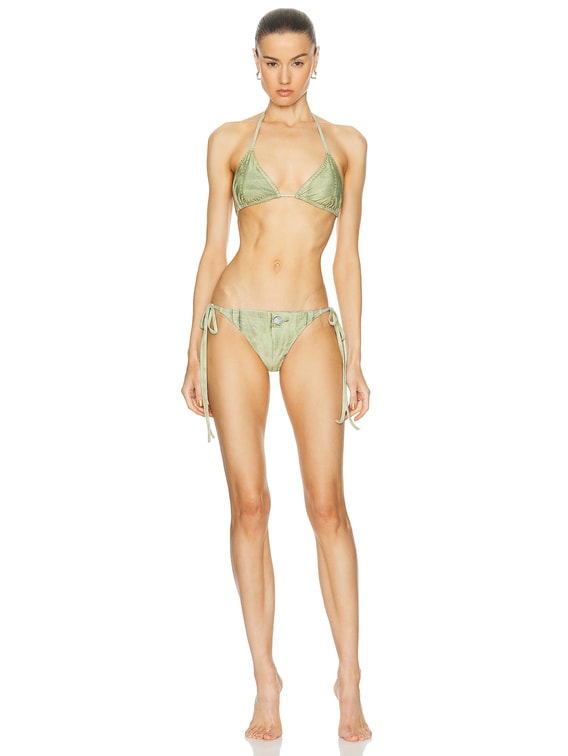 Acne Studios Eini Two Piece Swimsuit in Sage Green | FWRD