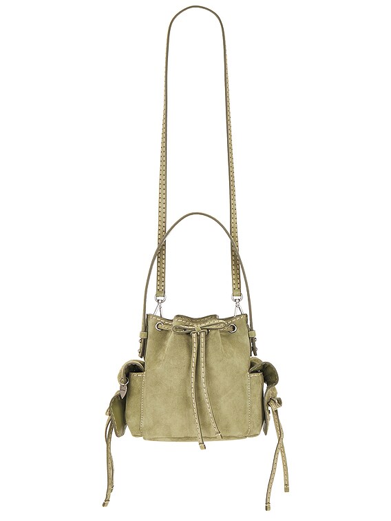 Acne Studios Multipocket Mini Bucket Bag in Herb Green | FWRD