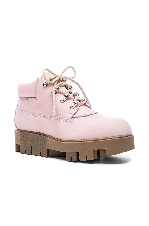 pink acne boots