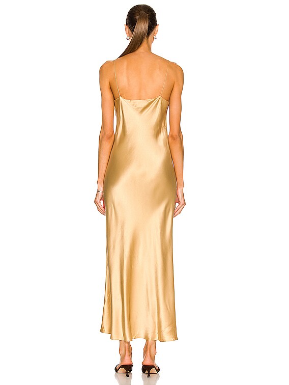 slim fit dress slacks Dark gold maxi satin slip dress 'Serene' main image 0