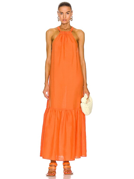 ASCENO The Ibiza Dress in Papaya FWRD