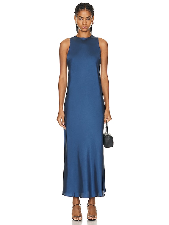 ASCENO Valencia Dress in Steel Blue FWRD