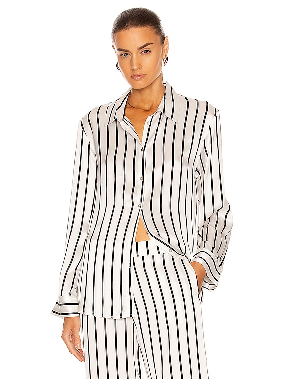 ASCENO The London PJ Top in Black Stripe FWRD