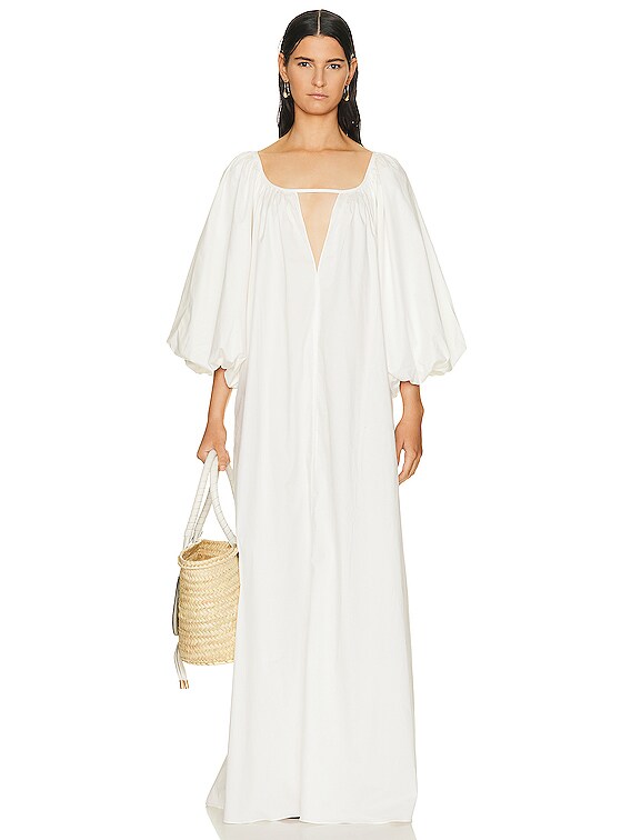 knee length dresses for ladies Relaxed Puff Sleeve High Waist Maxi Dress main image 1