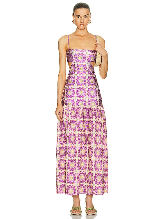 Adriana Degreas Orquidea Vintage linen maxi robe - Purple