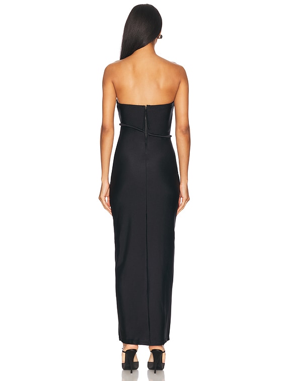 ADRIANA DEGREAS Waves Strapless Long Dress in Black | FWRD