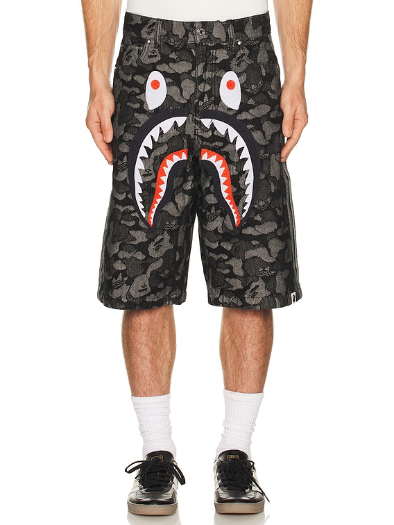 adidas Originals x Bape Shark Denim Jorts in Black | FWRD