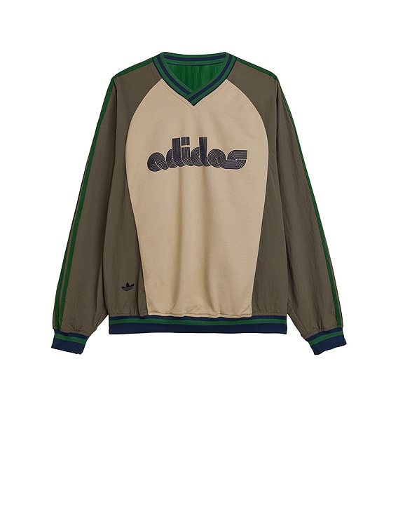 adidas Originals x Brain Dead V Neck Sweatshirt in Brown | FWRD