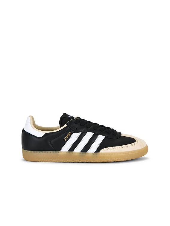 adidas Originals Samba OG Sneaker in Core Black, White, & Gum3 | FWRD
