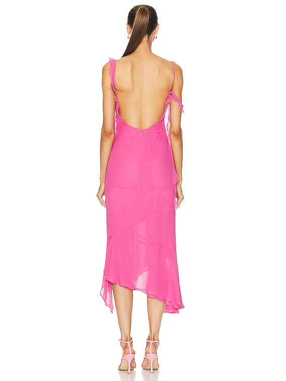 flamenco-hem asymmetrical midi dress Asymmetric drape dress – Pranati Kejriwall main image 1