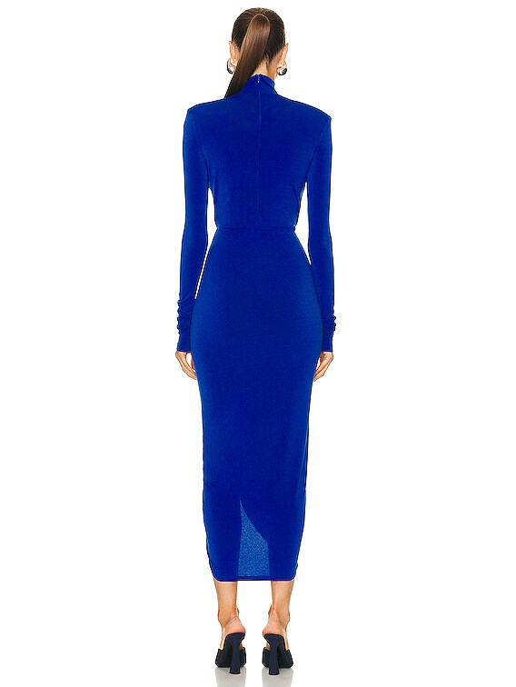 The Andamane Kim Turtleneck Cut Out Midi Dress in Electric