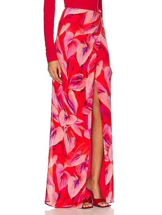 The Andamane Phoebe Wrap Skirt in Anthurium Multi | FWRD